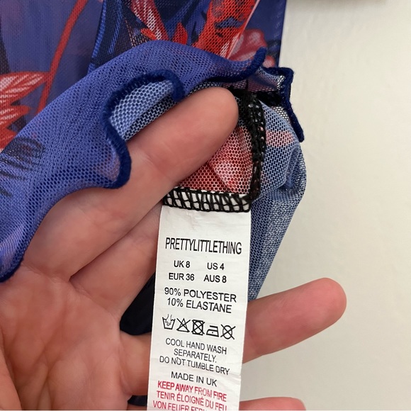 Pretty Little Thing Mesh Oriental Crop Top, Size 8 - Picture 6 of 6